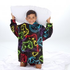 18C879: Kids Plush Oversized Hoodie- Gamer (One Size - 7-13 Years)